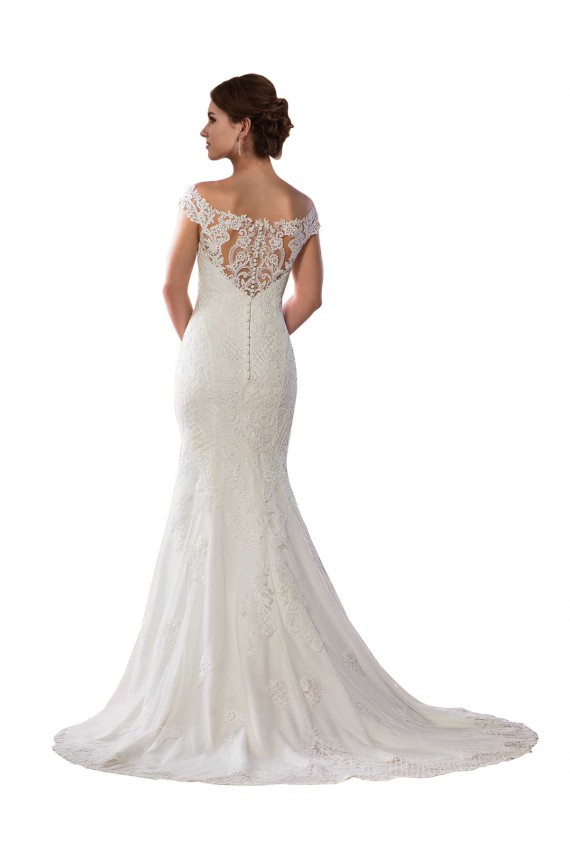 Off the Shoulder Lace Cap Sleeves Ivory Boho Wedding Dress Edinburgh