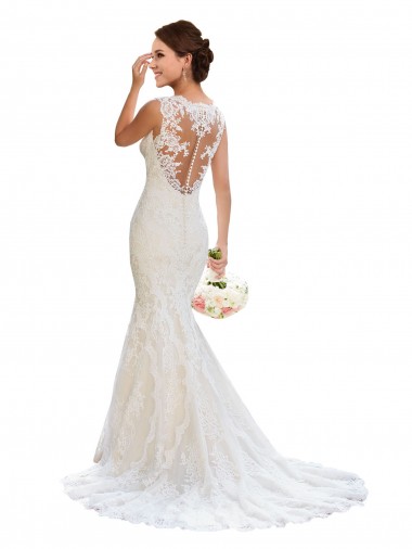 V-Neck Lace Sleeveless White Wedding Dress Edinburgh