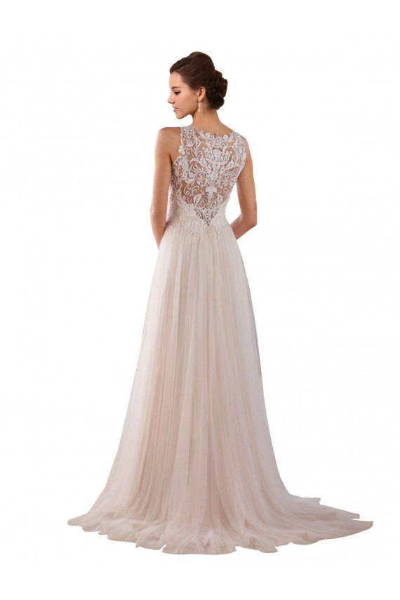 High Neck Tulle & Lace Sleeveless Ivory Boho Wedding Dress Edinburgh