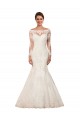 Bateau Neck Lace Long Sleeves Ivory Sexy Wedding Dress Edinburgh
