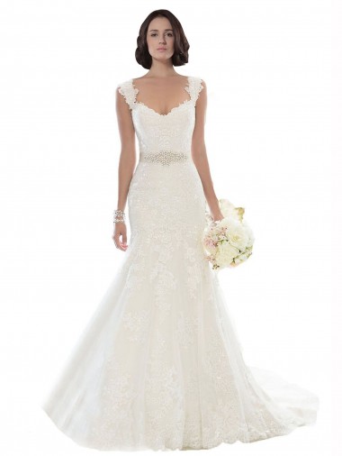 Off the Shoulder Lace Sleeveless White Beach Wedding Dress Edinburgh