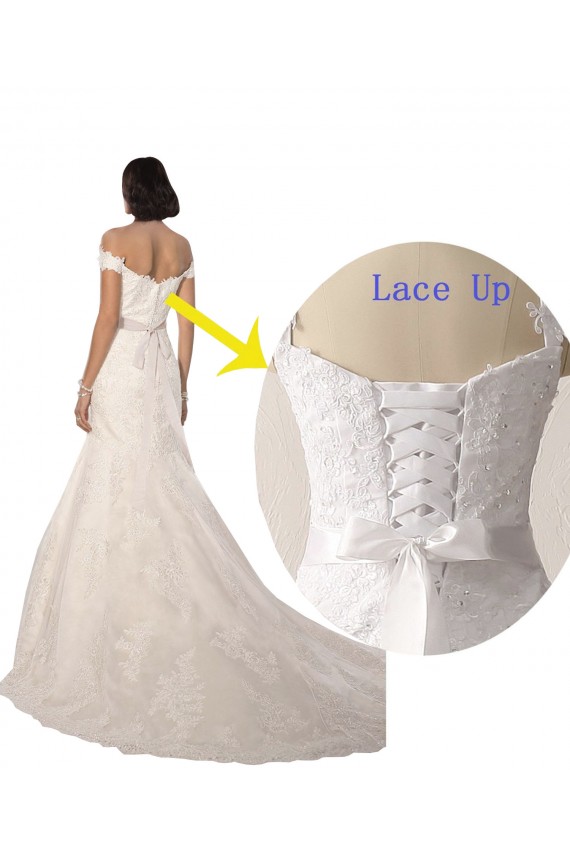 Off the Shoulder Lace Sleeveless White Beach Wedding Dress Edinburgh