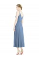 Spaghetti Straps Soft Chiffon Sleeveless Dusty Blue Bridesmaid Dress Edinburgh