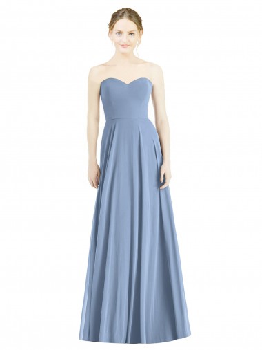 Sweetheart Soft Chiffon Sleeveless Dusty Blue Evening Dress / Bridesmaid Dress Edinburgh
