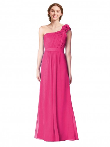 One Shoulder Soft Chiffon Sleeveless Azalea Bridesmaid Gown Edinburgh