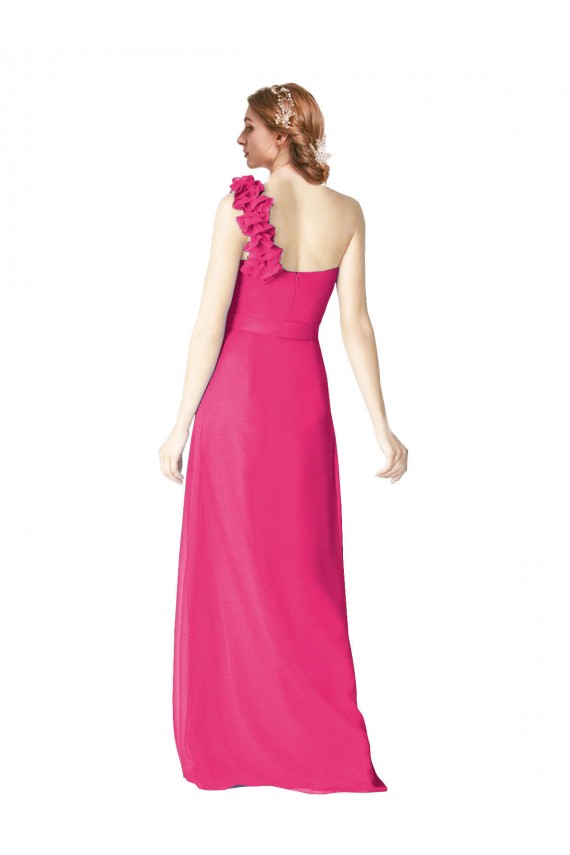 One Shoulder Soft Chiffon Sleeveless Azalea Bridesmaid Gown Edinburgh