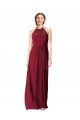 Halter Neck Chiffon Sleeveless Burgundy Evening Gowns / Bridesmaid Dresses Edinburgh