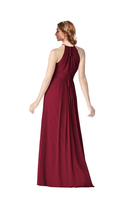 Halter Neck Chiffon Sleeveless Burgundy Evening Gowns / Bridesmaid Dresses Edinburgh