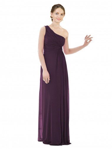 One Shoulder Soft Chiffon Sleeveless Grape Evening Dress / Bridesmaid Dress Edinburgh