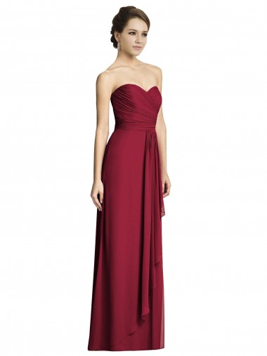 Sweetheart Soft Chiffon Sleeveless Burgundy Formal Dress / Bridesmaid Dress Edinburgh