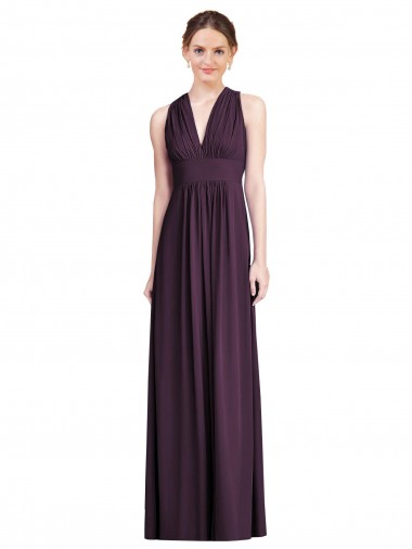 V-Neck Soft Chiffon Sleeveless Grape Bridesmaid Dress Edinburgh