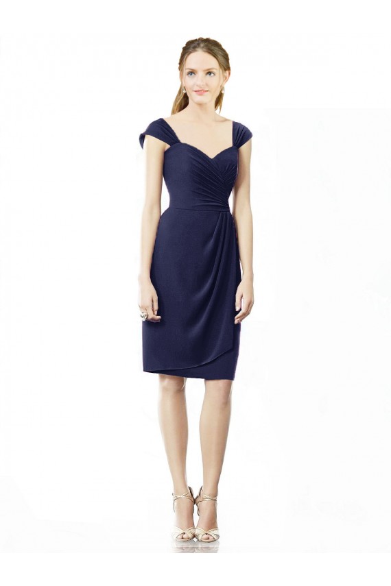 Sweetheart Soft Chiffon Cap Sleeves Dark Navy Bridesmaid Dress Edinburgh