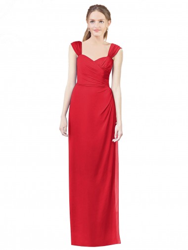 Sweetheart Soft Chiffon Cap Sleeves Red Formal Dress / Bridesmaid Dress Edinburgh