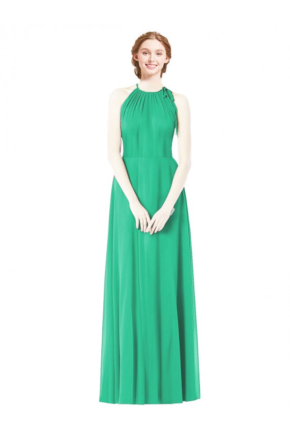 Halter Neck Soft Chiffon Sleeveless Emerald Green Bridesmaid Dress Edinburgh