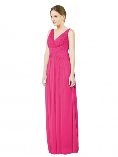V-Neck Soft Chiffon Sleeveless Open Back Azalea Bridesmaid Dress Edinburgh