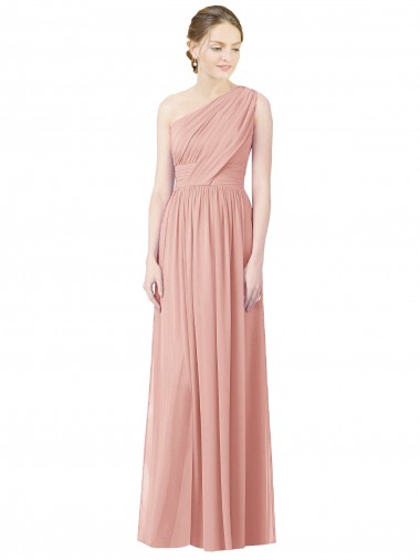 One Shoulder Soft Chiffon Sleeveless Bliss Pink Bridesmaid Dress Edinburgh