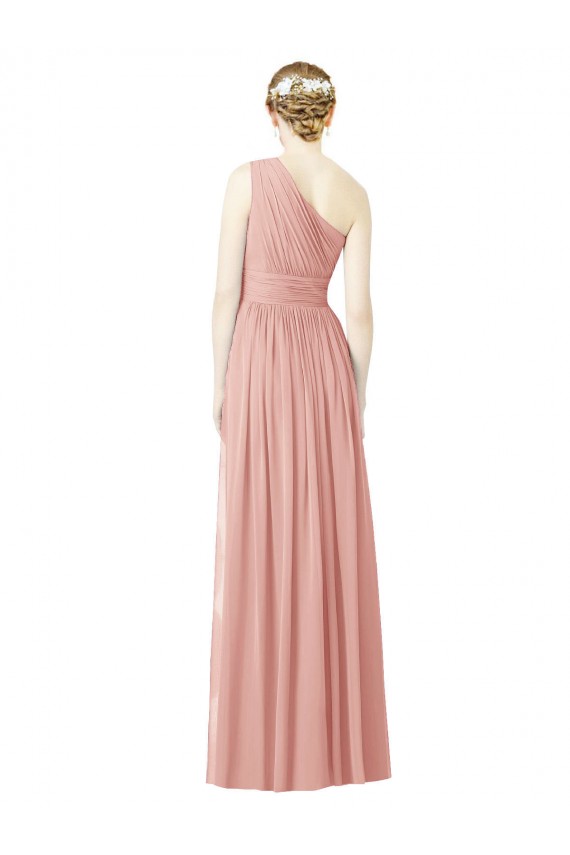 One Shoulder Soft Chiffon Sleeveless Bliss Pink Bridesmaid Dress Edinburgh