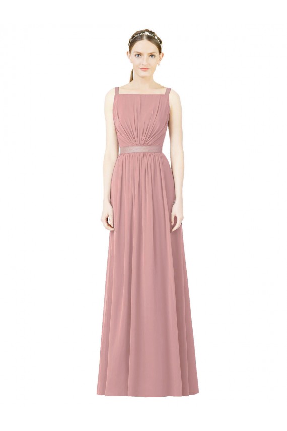 High Neck Soft Chiffon Sleeveless Dusty Pink Bridesmaid Dress Edinburgh