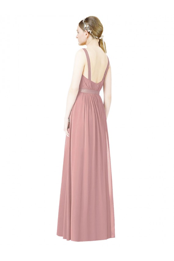 High Neck Soft Chiffon Sleeveless Dusty Pink Bridesmaid Dress Edinburgh