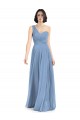 One Shoulder Soft Chiffon Sleeveless Dusty Blue Formal Dress / Bridesmaid Dress Edinburgh