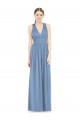 V-Neck Chiffon Sleeveless Dusty Blue Bridesmaid Gowns Edinburgh