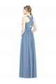 V-Neck Chiffon Sleeveless Dusty Blue Bridesmaid Gowns Edinburgh