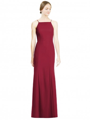 Spaghetti Straps Soft Chiffon Sleeveless Burgundy Bridal Party Dress Edinburgh