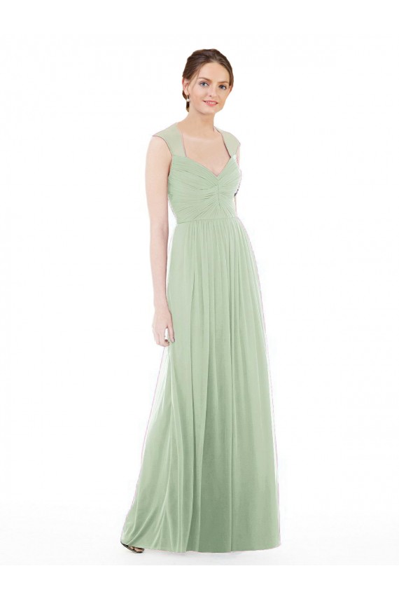 Sweetheart Soft Chiffon Cap Sleeves Sage Formal Dress / Bridesmaid Dress Edinburgh
