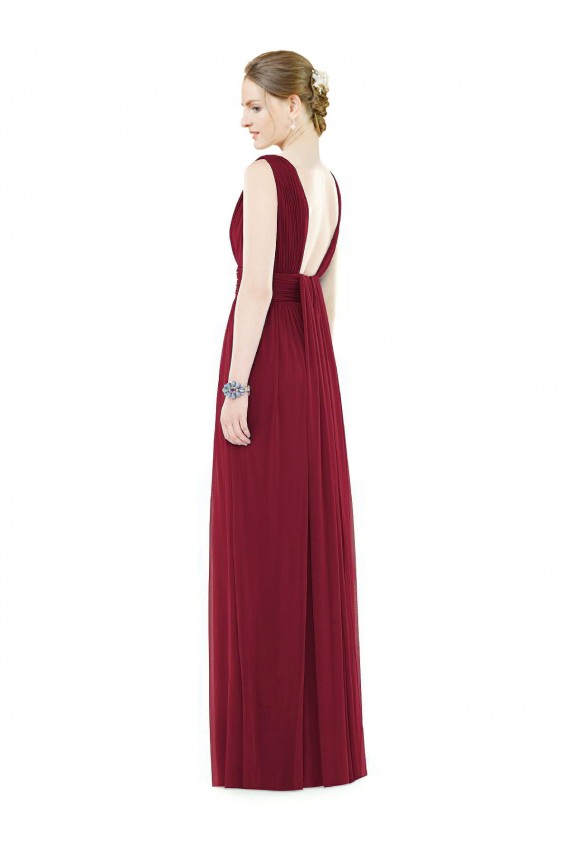 V-Neck Soft Chiffon Sleeveless Royal Blue Bridesmaid Gowns Edinburgh