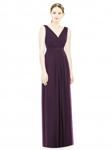 V-Neck Chiffon Sleeveless Grape Bridesmaid Dress / Evening Dress Edinburgh