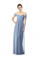 Off the Shoulder Soft Chiffon Cap Sleeves Dusty Blue Bridesmaid Dress Edinburgh