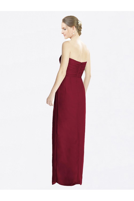 Sheath Soft Chiffon Sleeveless Long Burgundy Bridesmaid Dress Edinburgh