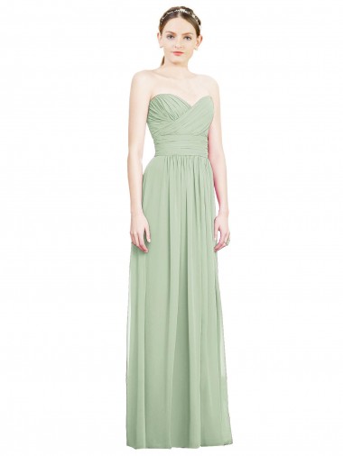 Sweetheart Soft Chiffon Sleeveless Criss Cross Back Sage Bridesmaid Dress Edinburgh