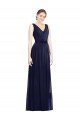 V-Neck Chiffon Sleeveless Long Dark Navy Bridesmaid Gowns Edinburgh