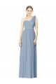 One Shoulder Soft Chiffon Sleeveless Dusty Blue Bridesmaid Dress Edinburgh