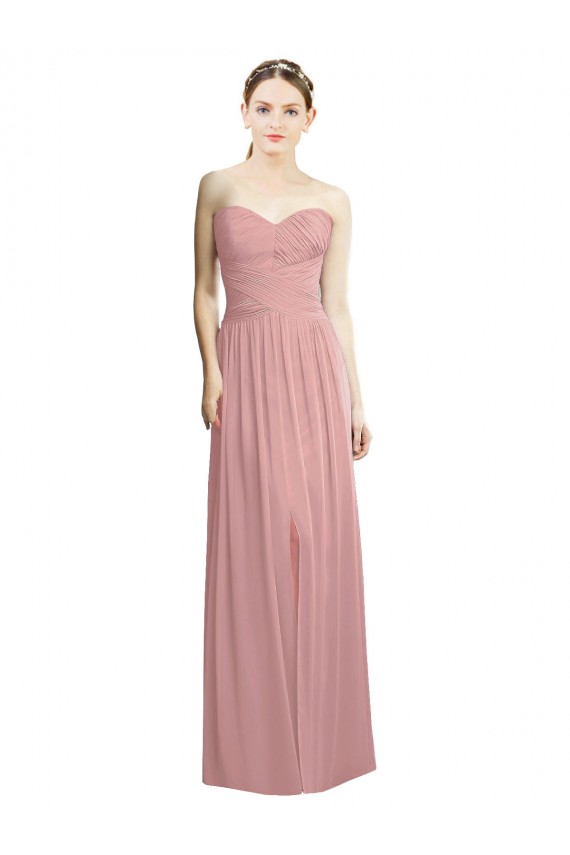 Sweetheart Chiffon Sleeveless Dusty Pink Bridesmaid Dress / Evening Dress Edinburgh