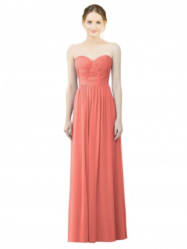 Sweetheart Soft Chiffon Sleeveless Coral Bridesmaid Dress Edinburgh