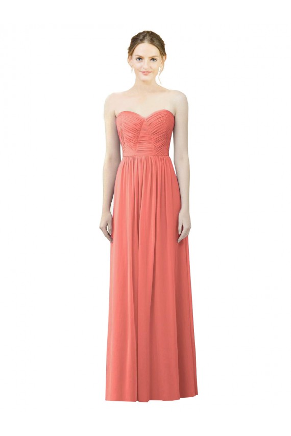 Sweetheart Soft Chiffon Sleeveless Coral Bridesmaid Dress Edinburgh