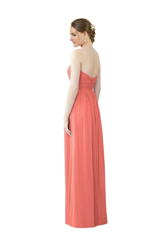 Sweetheart Soft Chiffon Sleeveless Coral Bridesmaid Dress Edinburgh