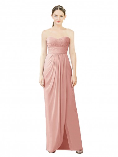 Sweetheart Soft Chiffon Sleeveless Bliss Pink High Low Bridesmaid Dress Edinburgh