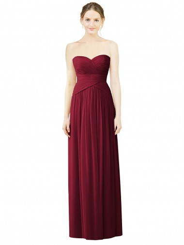 Sweetheart Soft Chiffon Sleeveless Burgundy Evening Dress / Bridesmaid Dress Edinburgh