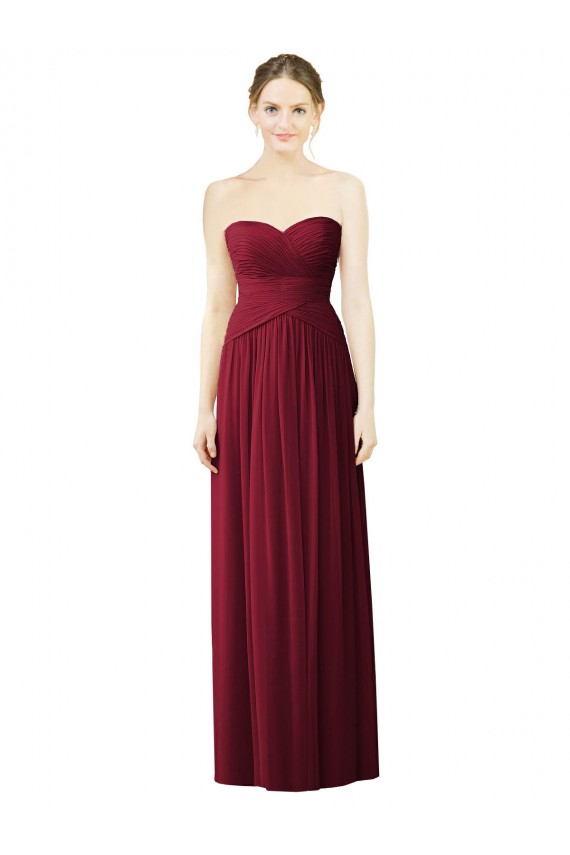 Sweetheart Soft Chiffon Sleeveless Burgundy Evening Dress / Bridesmaid Dress Edinburgh
