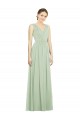 V-Neck Soft Chiffon Sleeveless V-Back Sage Bridesmaid Dress Edinburgh