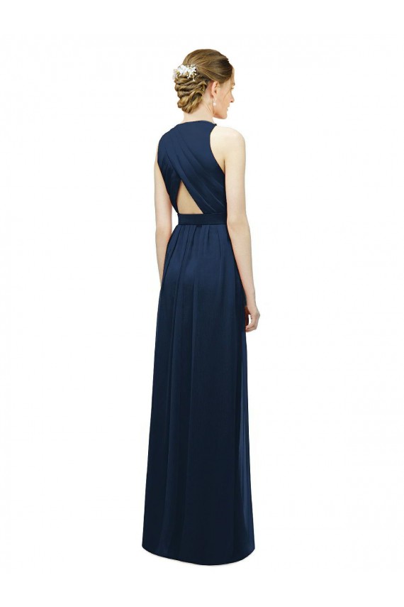Halter Neck Soft Chiffon Sleeveless Salmon Bridesmaid Dress Edinburgh