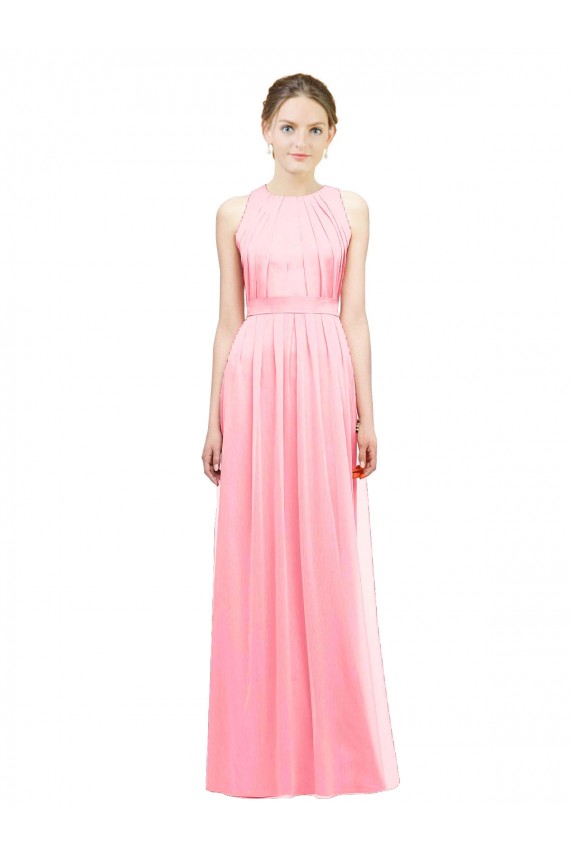 Halter Neck Soft Chiffon Sleeveless Salmon Bridesmaid Dress Edinburgh