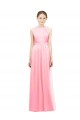 Halter Neck Soft Chiffon Sleeveless Salmon Bridesmaid Dress Edinburgh