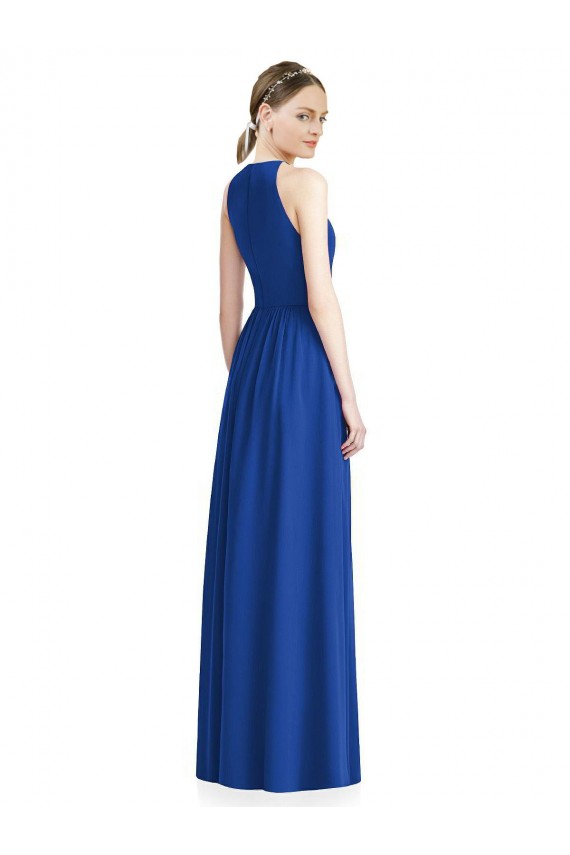 Halter Neck Chiffon Sleeveless Silver Bridesmaid Dress / Evening Dress Edinburgh