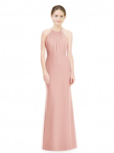 Halter Neck Soft Chiffon Sleeveless Bliss Pink Bridesmaid Dress Edinburgh