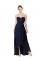 Sweetheart Soft Chiffon Sleeveless Dark Navy High Low Bridesmaid Dress Edinburgh