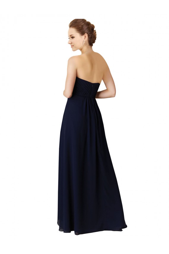 Sweetheart Soft Chiffon Sleeveless Dark Navy High Low Bridesmaid Dress Edinburgh